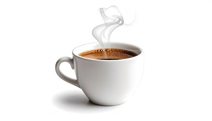 Minimalist White Coffee Cup with Subtle Steam Trail