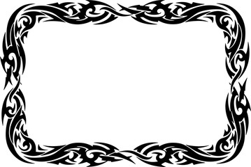 Intricate black and white tribal border design for modern ethnic decor and apparel silhouette and cutout removed background