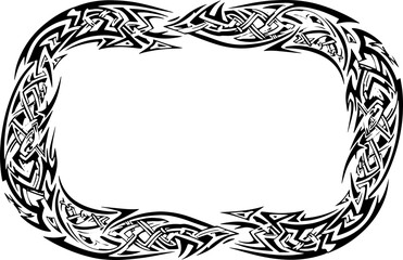 Intricate black and white tribal border design for modern ethnic decor and apparel silhouette and cutout removed background