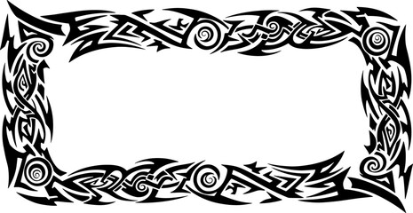 Bold tribal border design adds striking edgy flair to any creative project silhouette and cutout removed background