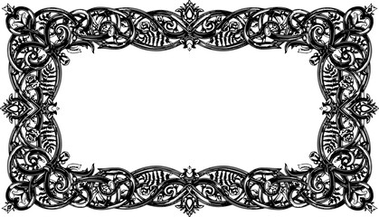 Elegant vintage ornate floral border design for invitations, certificates, and decorative projects silhouette and cutout removed background