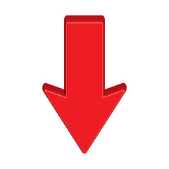 Red 3d arrow going down stock icon on white background. Bankruptcy, financial market crash icon for your web site design, logo, app, UI. graph chart downtrend symbol.chart going down sign.