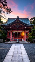 Naklejka premium Japanese Shrine at Dusk