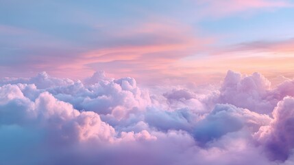 Fototapeta premium Ethereal Pastel Sky with Wispy Clouds at Sunrise, Dreamy Ambiance.