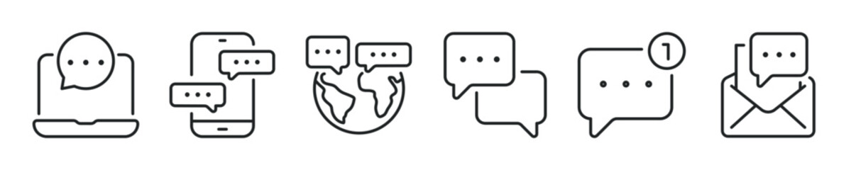 Message thin line icon set. Web minimal editable stroke icons