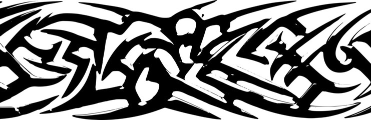 Bold black tribal graphic design elements with sharp edges and intricate patterns silhouette and cutout removed background