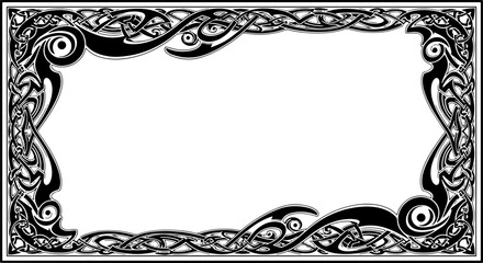 Elegant black Celtic knot border design for invitations, certificates, and decorative framing silhouette and cutout removed background