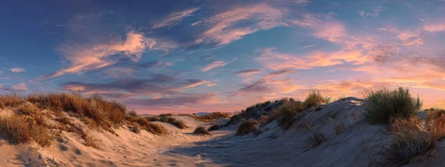 Wanddecoratie Noordzee Scenic Sunset Over Sandy Dunes and Beach  © Irfan