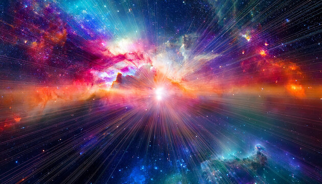 Colorful Galactic Cluster Space Nebula Cosmic Celestial Universe Light Show Stunning