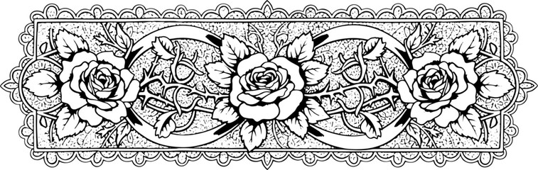 Elegant vintage rose and lace border design for timeless beauty and decorative accents silhouette and cutout removed background