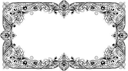 Elegant floral border design with delicate roses adds vintage charm to invitations, cards, and decorative projects. silhouette and cutout removed background