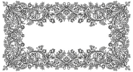 Elegant vintage floral border design with roses and leaves adds sophisticated charm to any project