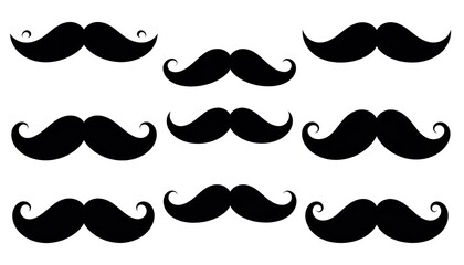 Collection of black mustache silhouettes