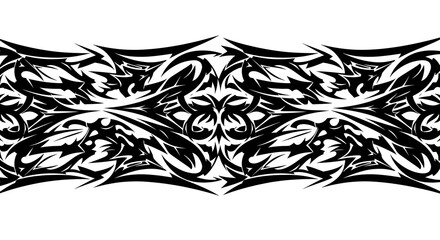 Dynamic tribal pattern design with intricate black shapes for tattoo, logo, or branding use