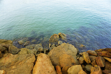 Rocky edge on a beach of Coveñas