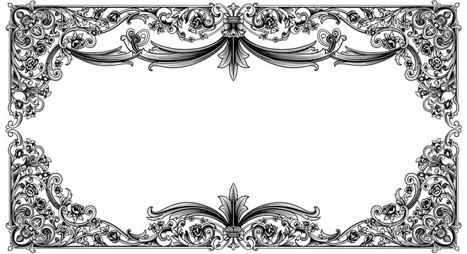 Ornate vintage floral border design with elegant scrollwork and classic floral motifs