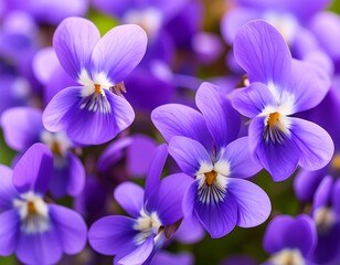 Close-up of vibrant purple pansies