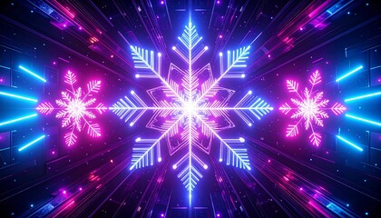 Neon snowflake pattern