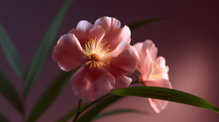 Fototapeta premium Floral Grace: Softly illuminated petals, like a gentle whisper of dawn, unfurl their delicate beauty, revealing nature's elegant artistry and tranquil ambiance.