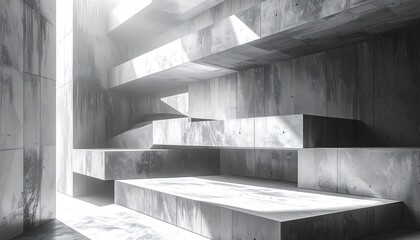 Abstract grayscale concrete interior