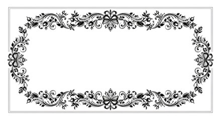 Elegant floral border design with bows and swirling vines for decorative framing and invitations
