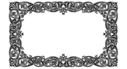 Elegant Celtic knotwork border design with floral accents, perfect for invitations and certificates