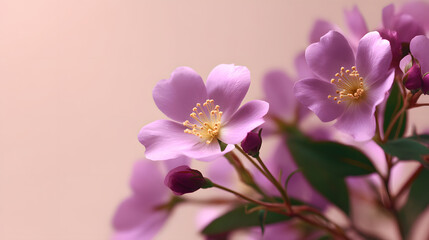Fototapeta premium Floral Serenity: Captivating close-up captures the delicate beauty of soft lavender flowers, set against a gentle background that complements the pastel hues.