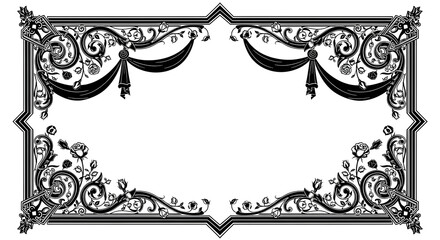 Stunning ornate floral border design with elegant drapes perfect for classic invitations and certificates