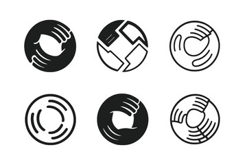 Fototapeta premium Teamwork Logo Variety. Teamwork in motion. Set Logo of teamwork in motion: Hands forming circle icon. harmonious logo variations of the same emblematic concept