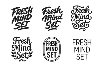 Fototapeta premium Creative Lettering Styles. Fresh Mind. Set lettering. harmonious lettering variations of the same emblematic concept (Dynamic brushstroke graffiti lettering,