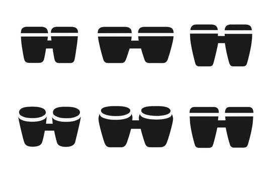 Bongo Rhythms Icon Set. Solid, filled icon set of bongo rhythms: mambo, salsa, son, rumba, cha-cha, bolero, timba, guaguanco. Solid, filled icons in only black