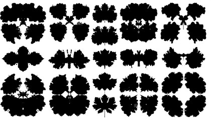 Abstract ink blots arranged in a grid