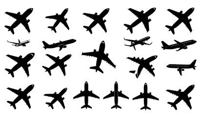 Collection of various airplane silhouettes