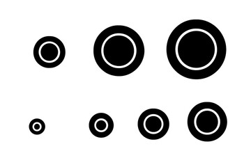 Dish Size Icons Grid. Solid, filled icon set of dish sizes: small dish, medium dish, large dish, mini dish, dinner dish, dessert dish, side dish, snack dish.