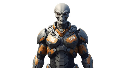Fototapeta premium Futuristic alien soldier in advanced combat armor suit.