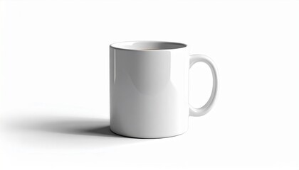 White Ceramic Mug on a White Surface Casting a Shadow, Perfect for Mockups and Design Projects