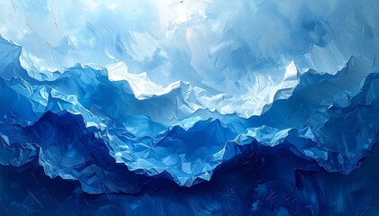 Abstract landscape of crumpled paper mountains