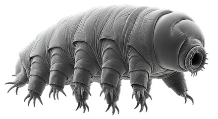 Water bear or tardigrade close-up view on a black background.