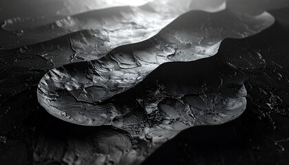 Abstract landscape of dark, textured mountains
