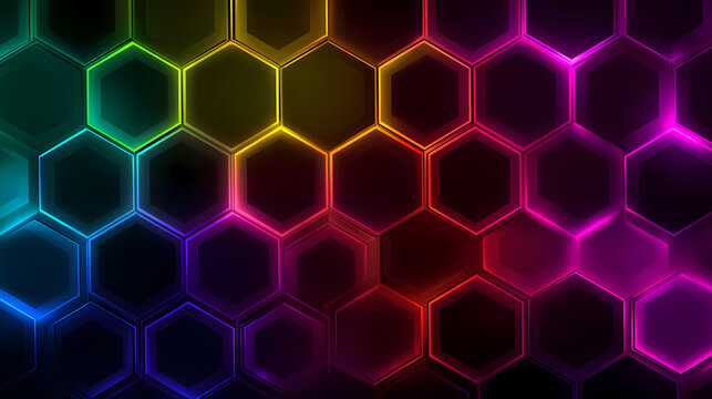 Rainbow hexagons background