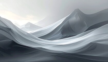 Abstract landscape of flowing, textured mountains