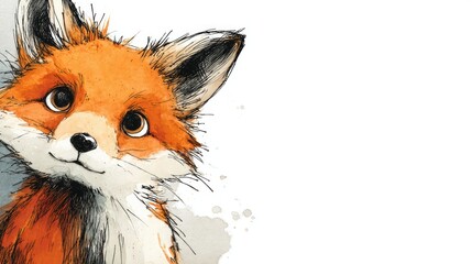 Obraz premium Charming Illustration of a Cute Fox Character with Detailed Features and Expressions