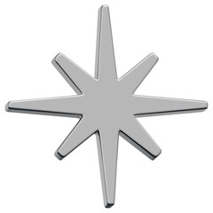 3D Chrome Sparkle Star Icon