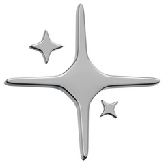 3D Chrome Sparkle Star Icon