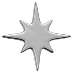 3D Chrome Sparkle Star Icon
