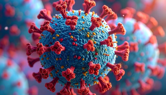 Close-up of a vibrant virus particle