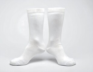 Pair of white socks on a plain background