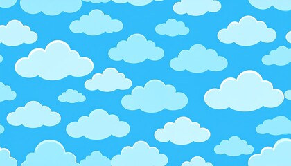 Cartoon clouds in a blue sky pattern