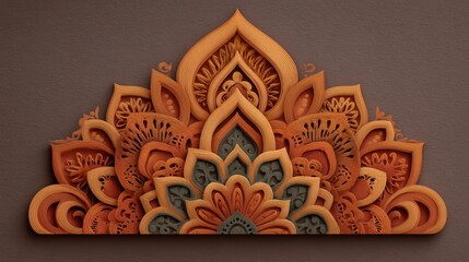 Ornate Elegant Carved Design in Warm Earthy Tones with Intricate Details