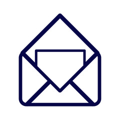 Stylized line icon of an open envelope representing mail, messages, or invites